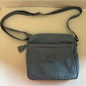 Kipling Messenger Crossbody Shoulder Bag Monkey Light Blue Nylon Canvas